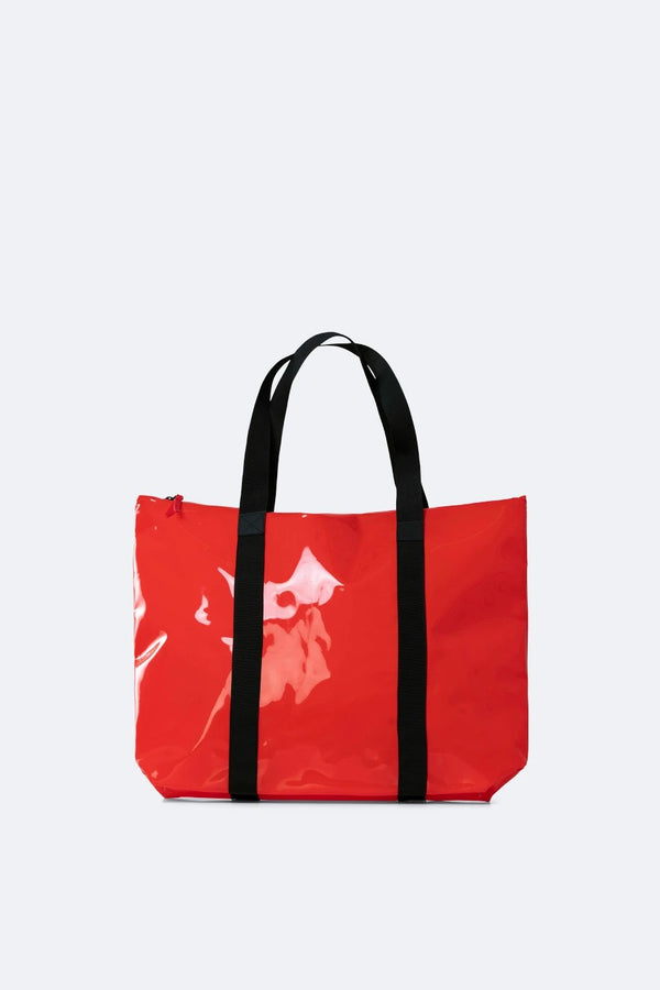 Rains Transparent Tote Bag Glossy Red